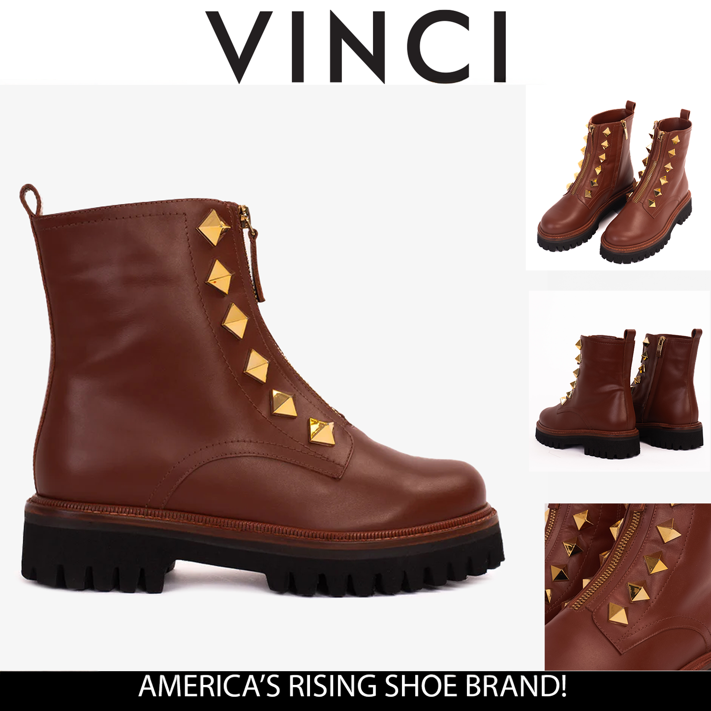 Botín de mujer de piel marrón Ottawa