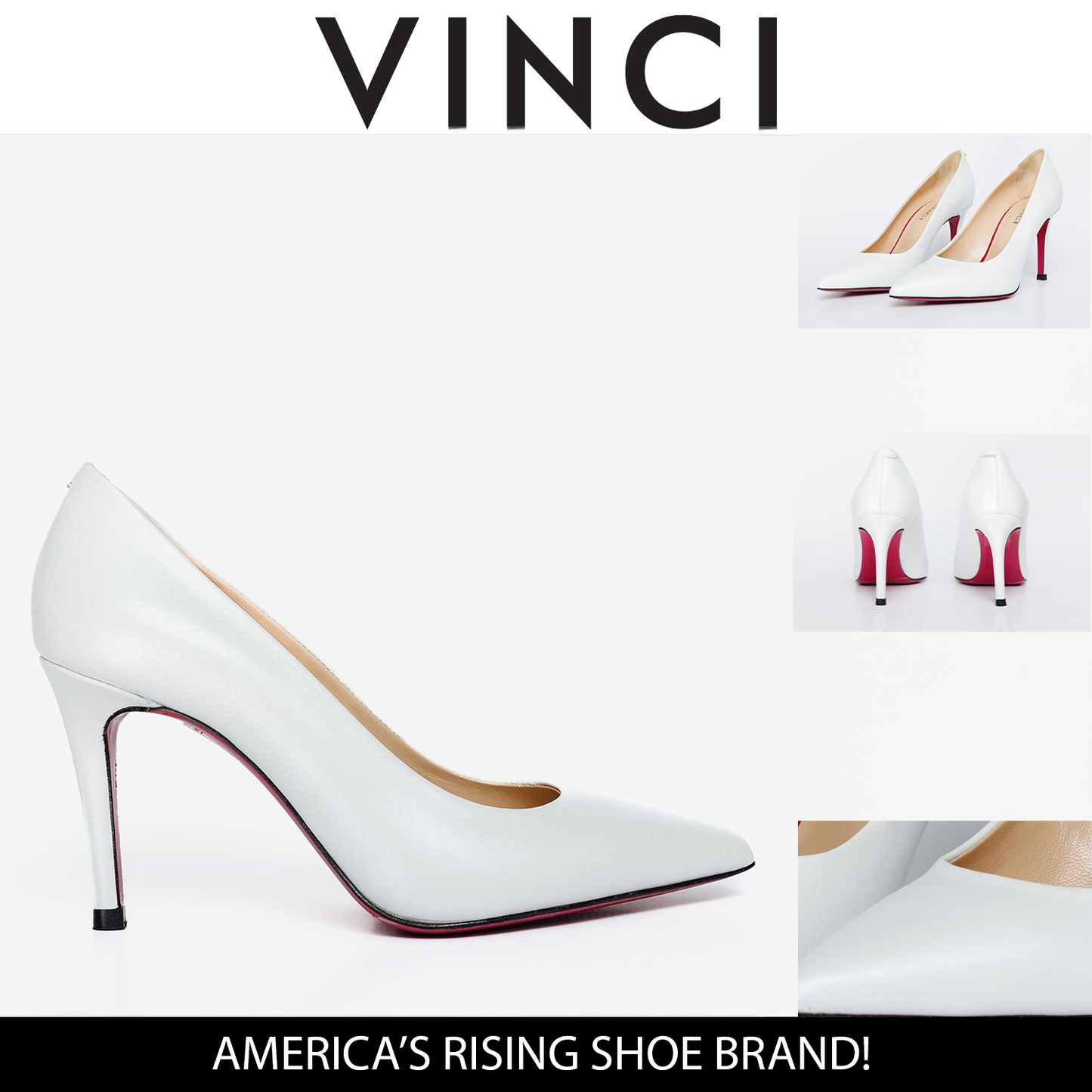 The Ege White Leather Pump Fuchsia Sole Women Shoe