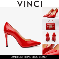 Zapato de salón de piel roja Ege con suela fucsia para mujer 