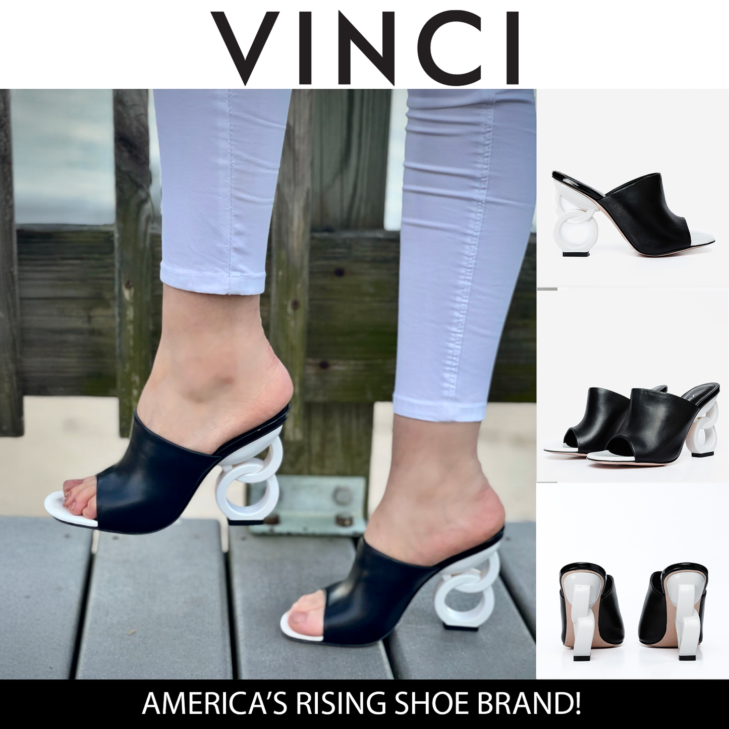 The Cymmer Black Leather Women Sandal