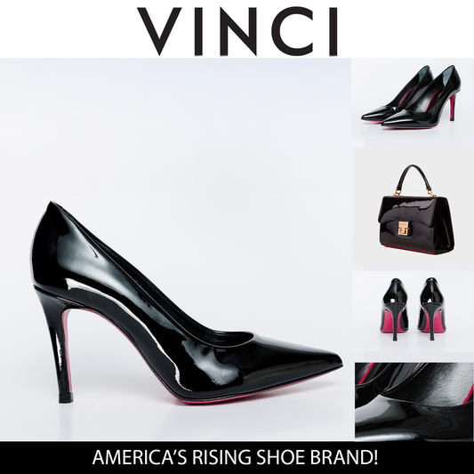 The Ege Black Patent Leather Pump Fuchsia Sole Women Shoe