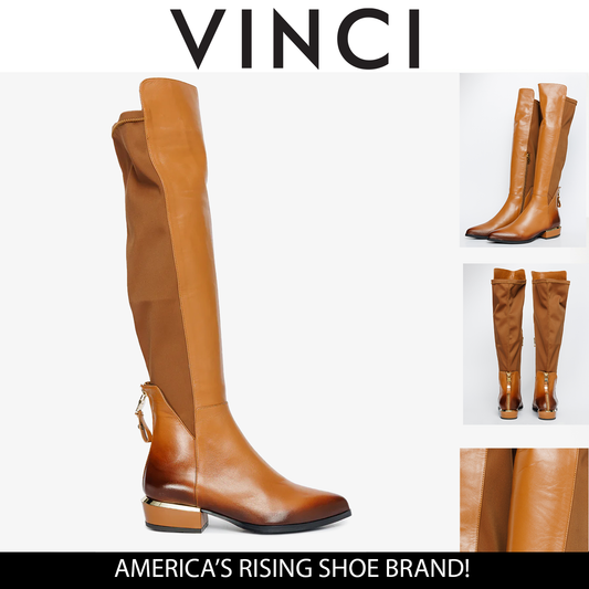 The Fairoks Tan Leather Knee High Women Boot