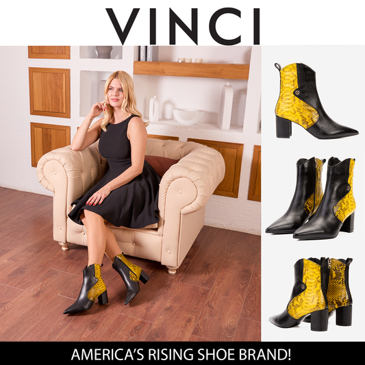 The Saturn Yellow Pythn Leather Block Heel Women Boot