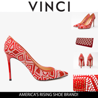 Zapatos de salón Nampula de piel con purpurina roja para mujer 