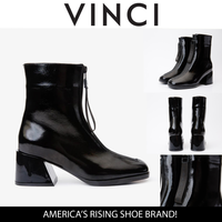 Bota de mujer con tacón de bloque de piel de charol negra Tackle