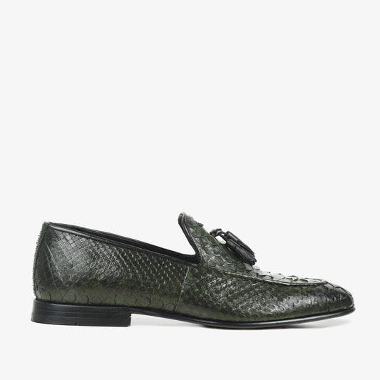 The Bethesda Green Pyhtn Skin Leather Tassel Loafer Men Shoe