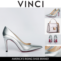 حذاء إيجي الفضي المصنوع من الجلد ذو النعل الفوشيا للنساء 