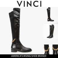 Botas altas hasta la rodilla de cuero negro Tallin para mujer