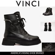 حذاء أراتا الأسود الجلدي للنساء برباط للكاحل وسحّاب جانبي