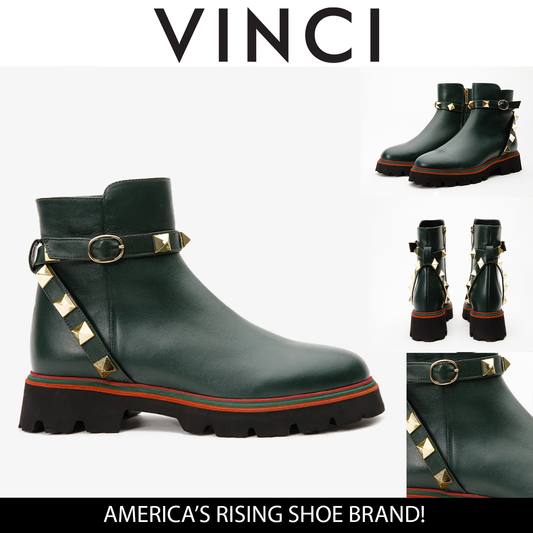 The Prag Botín de Cuero Verde Ankle para Mujer