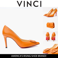 The Maneadero Orange Leather Pump Fuchsia Sole Women Shoe