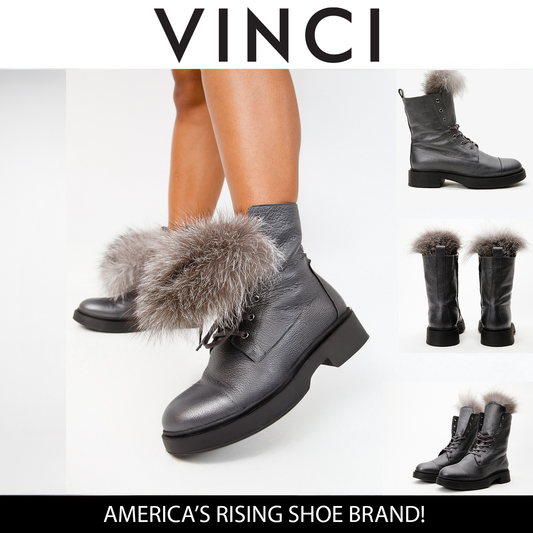 Bota de media pantorrilla para mujer de piel natural y cuero gris Kajapati