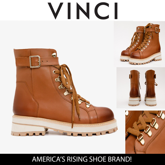 The Belgrano Tan Leather Lace-Up Ankle Women Boot With a Side Zipper