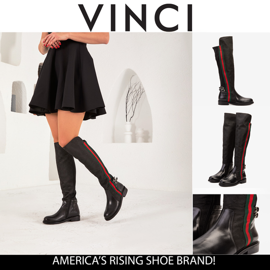 The Gallant Black Leather Knee-High Boot