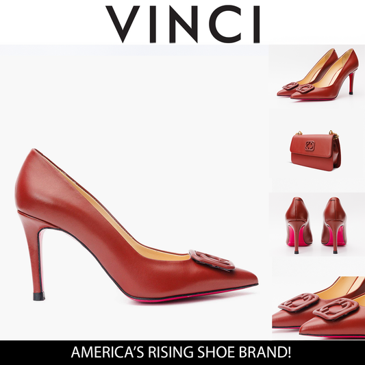 The Maneadero Dark Red Leather Pump Fuchsia Sole Women Shoe