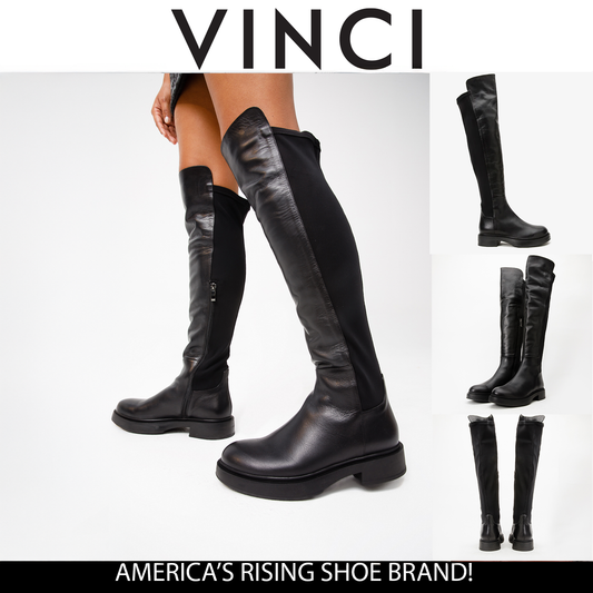 The Harmony Belle Black Leather Knee High Women Boot