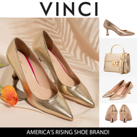 حذاء Brunello Gold Leather Pump للسيدات