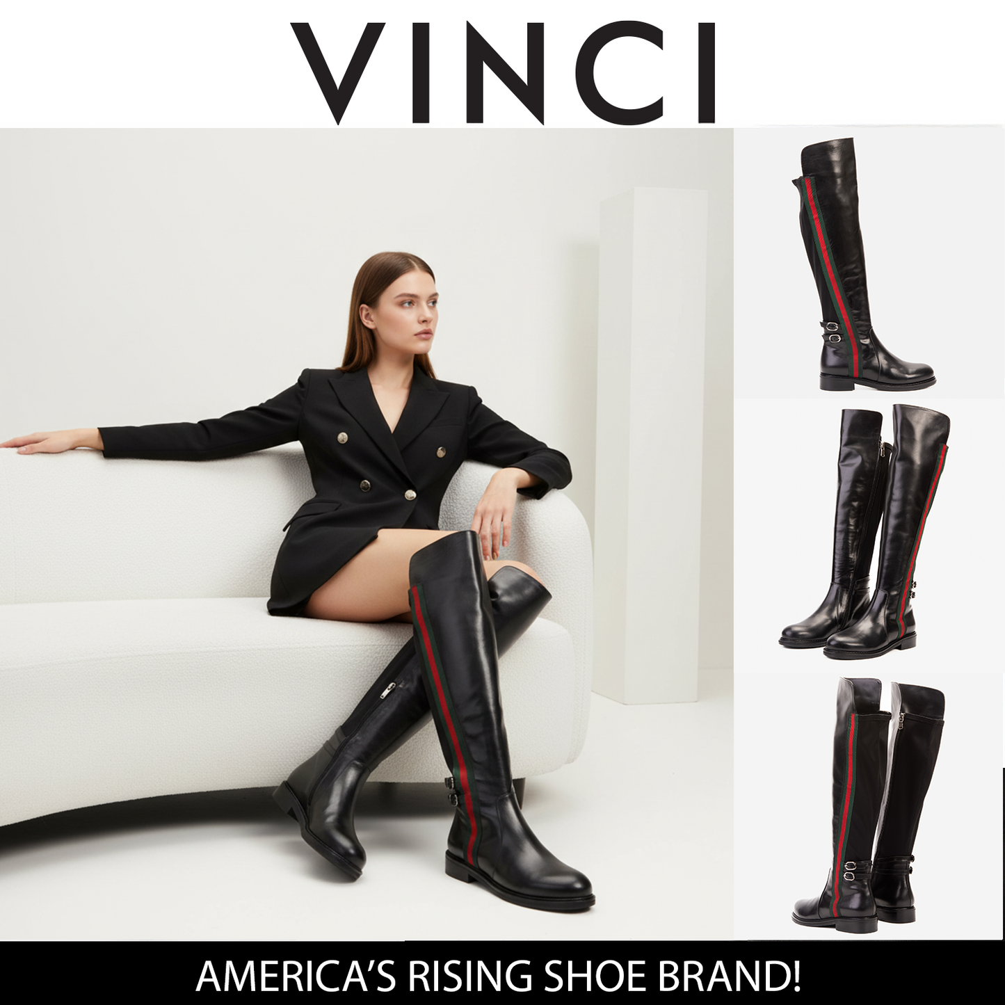 The Manhattan Luxe Black Leather Knee - High Boot