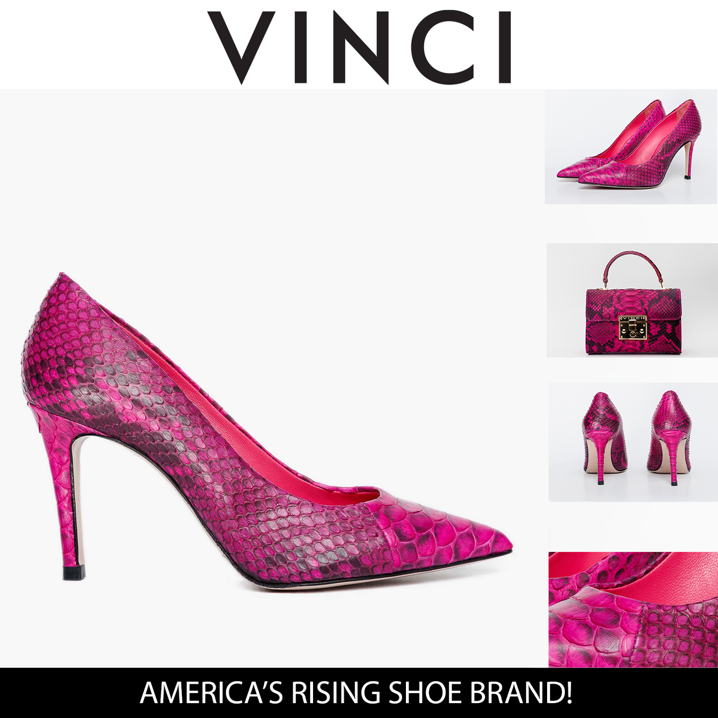 Zapato de salón para mujer de piel de pitón fucsia The Queen 