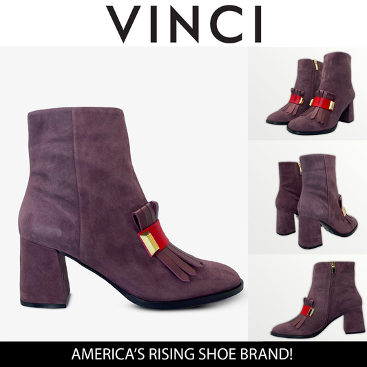 The Luksor Rose Suede Leather Block Heel Women Boot