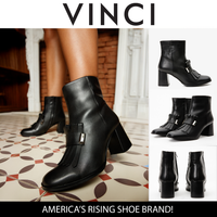 The Luksor Black Leather Block Heel Women Boot