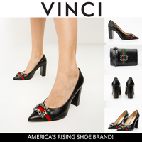 Zapatos de tacón de bloque de cuero negro Afega para mujer