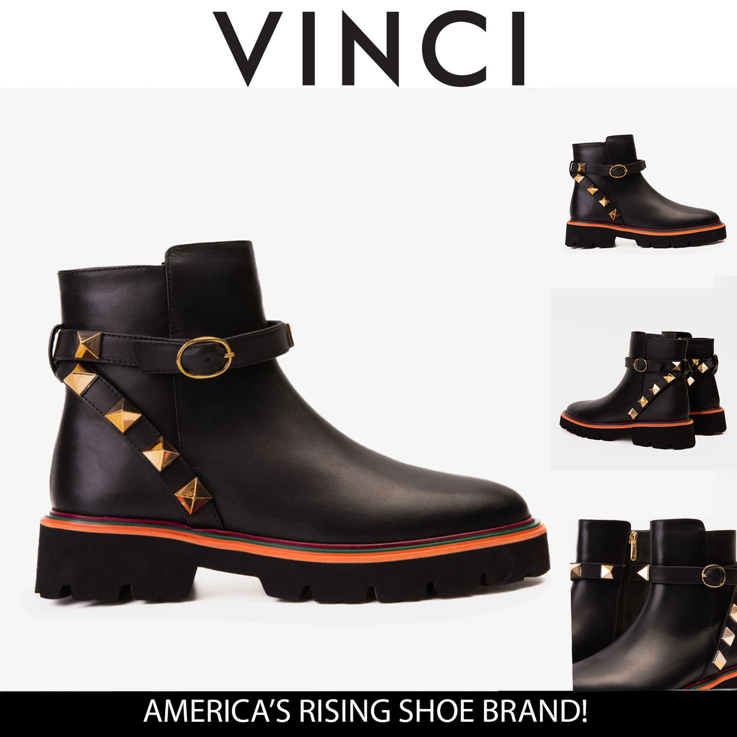 Botín de piel negra para mujer Prag