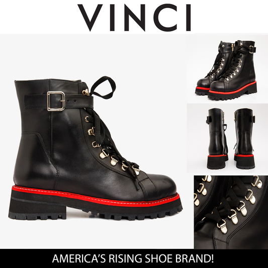 The Belgrano Black Leather Lace-Up Ankle Women Boot With a Side Zipper