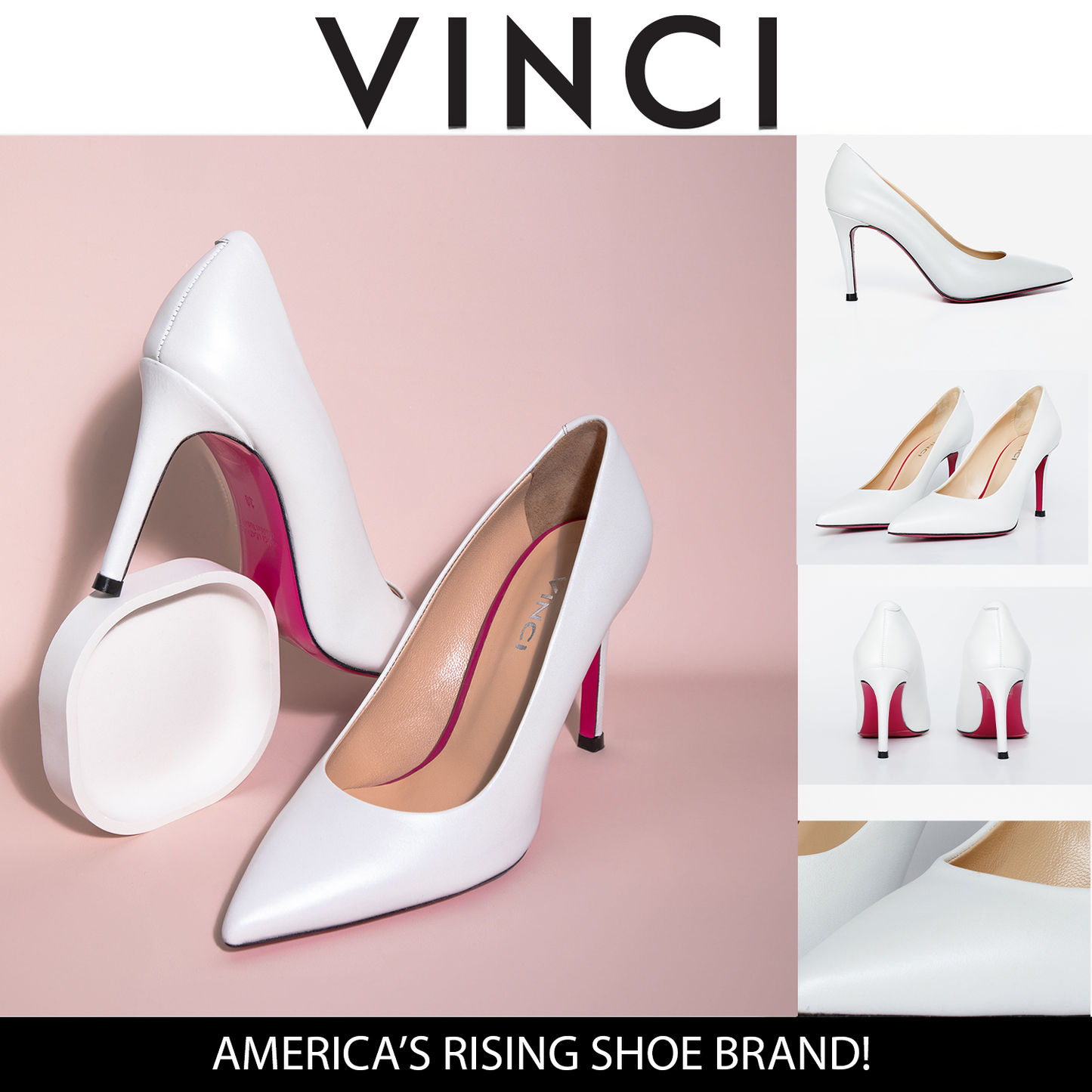 The Ege White Leather Pump Fuchsia Sole Women Shoe