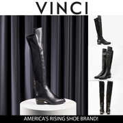 حذاء نسائي من الجلد الأسود بطرف مدبب حتى الركبة من Fairoks