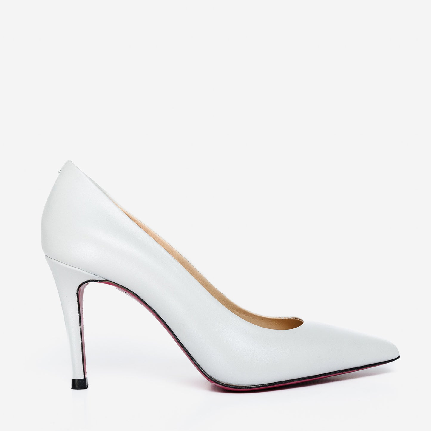 The Ege White Leather Pump Fuchsia Sole Women Shoe