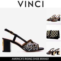 صندل نسائي أسود من الجلد من نامبولا بحزام خلفي