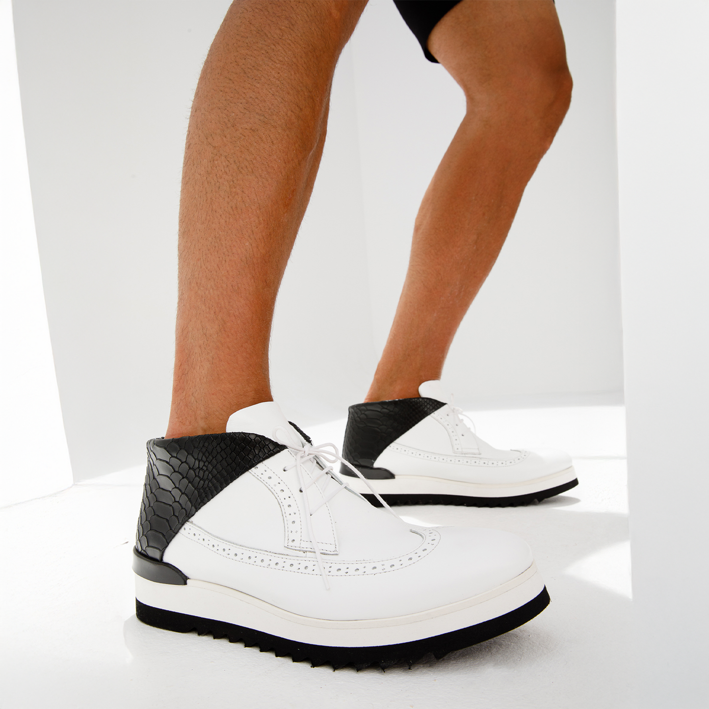 The Kagan White Wingtip Chukka Men Sneaker Boot