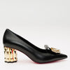 The Love Black Leather Block Heel Pump Women Shoe