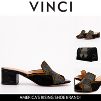 The Magnolia Black Glitter Leather Women Sandal