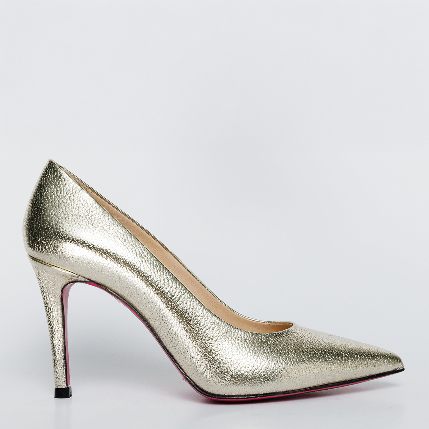 The Ege Gold Leather Pump Fuchsia Sole Women Shoe