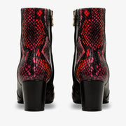Gray Black & Fuchsia Leather Block Heel Boot