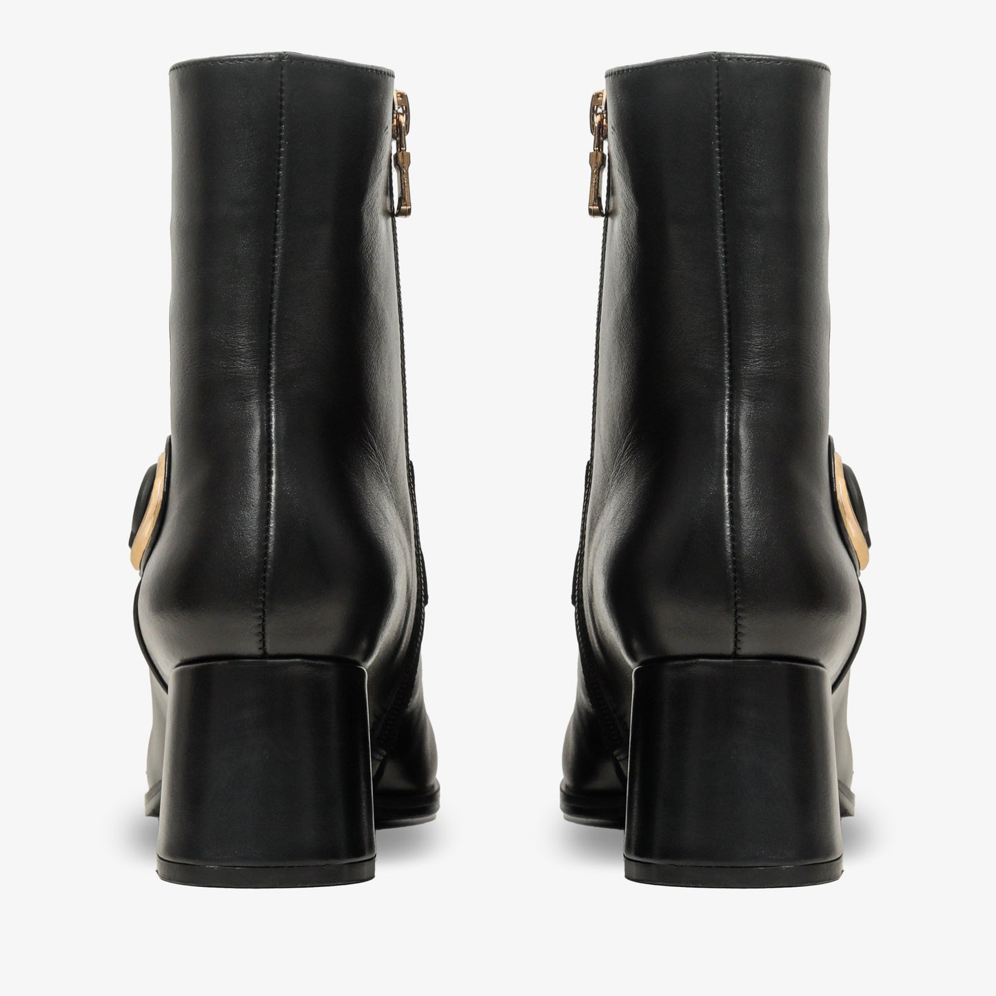 Bota de mujer con tacón de bloque de cuero negro Windsor