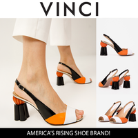 Sandalia de piel con tacón de calabaza multicolor para mujer The Rize