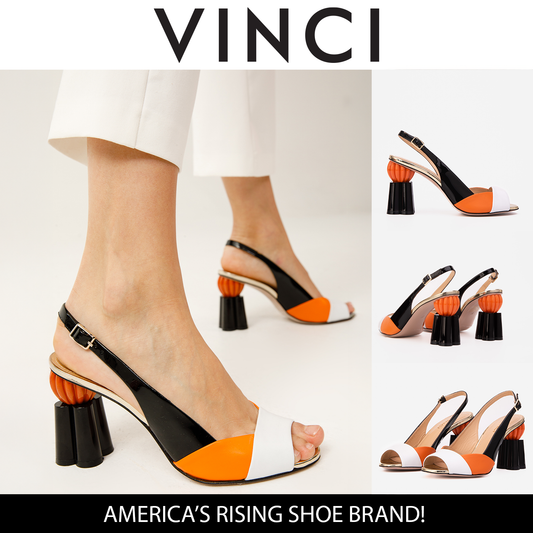 Sandalia de piel con tacón de calabaza multicolor para mujer The Rize