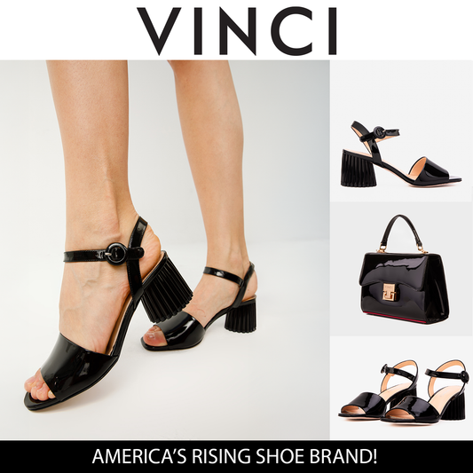 Sandalia de mujer de piel de charol negra Bamba