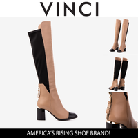 Las botas de mujer de cuero crema Verona hasta la rodilla