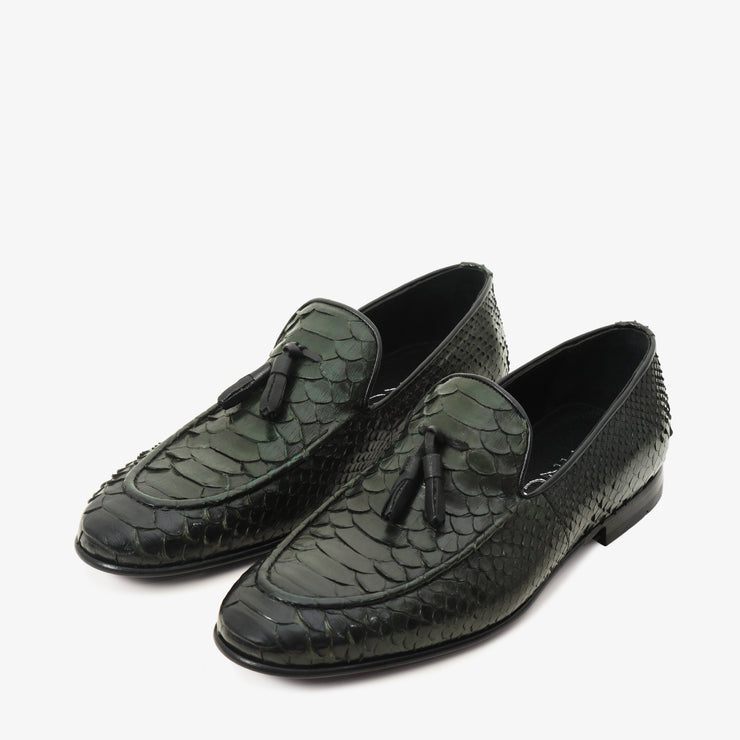The Bethesda Green Pyhtn Skin Leather Tassel Loafer Shoe