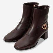 The Windsor Brown Leather Block Heel Boot