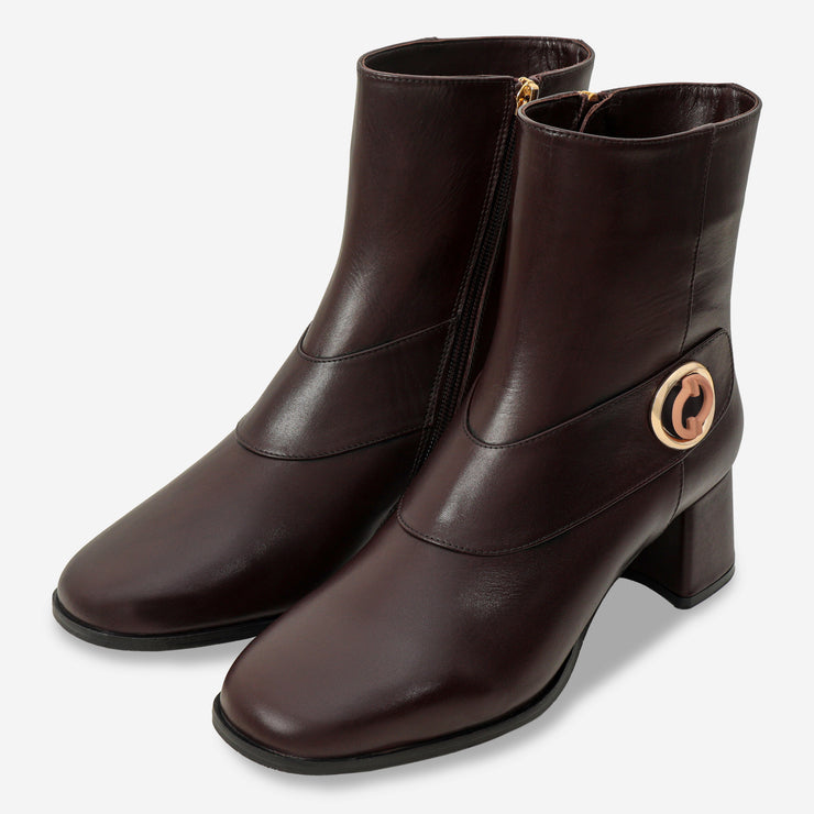 The Windsor Brown Leather Block Heel Boot
