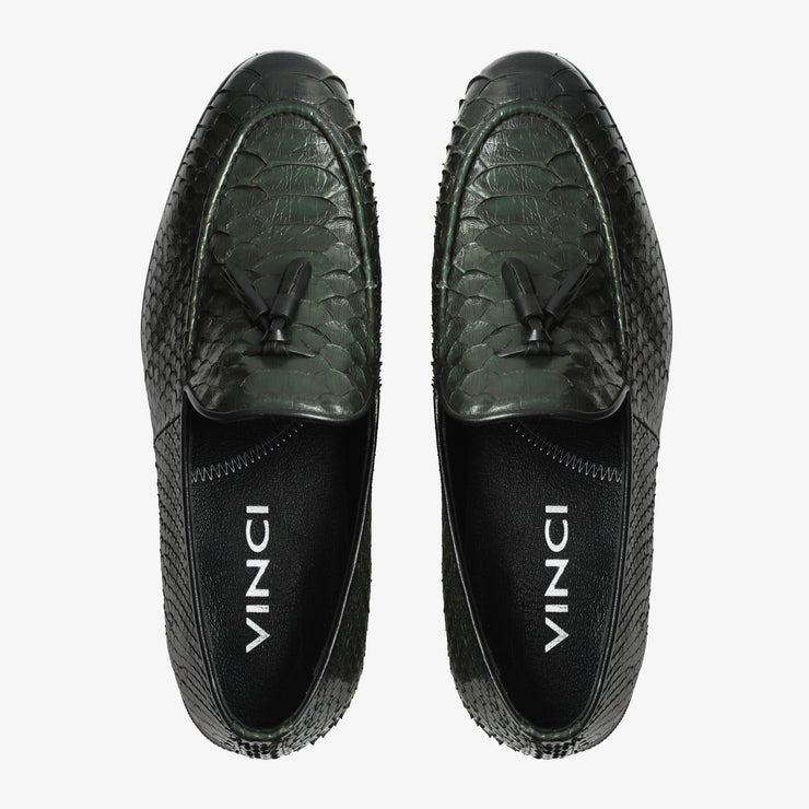 The Bethesda Green Pyhtn Skin Leather Tassel Loafer Shoe