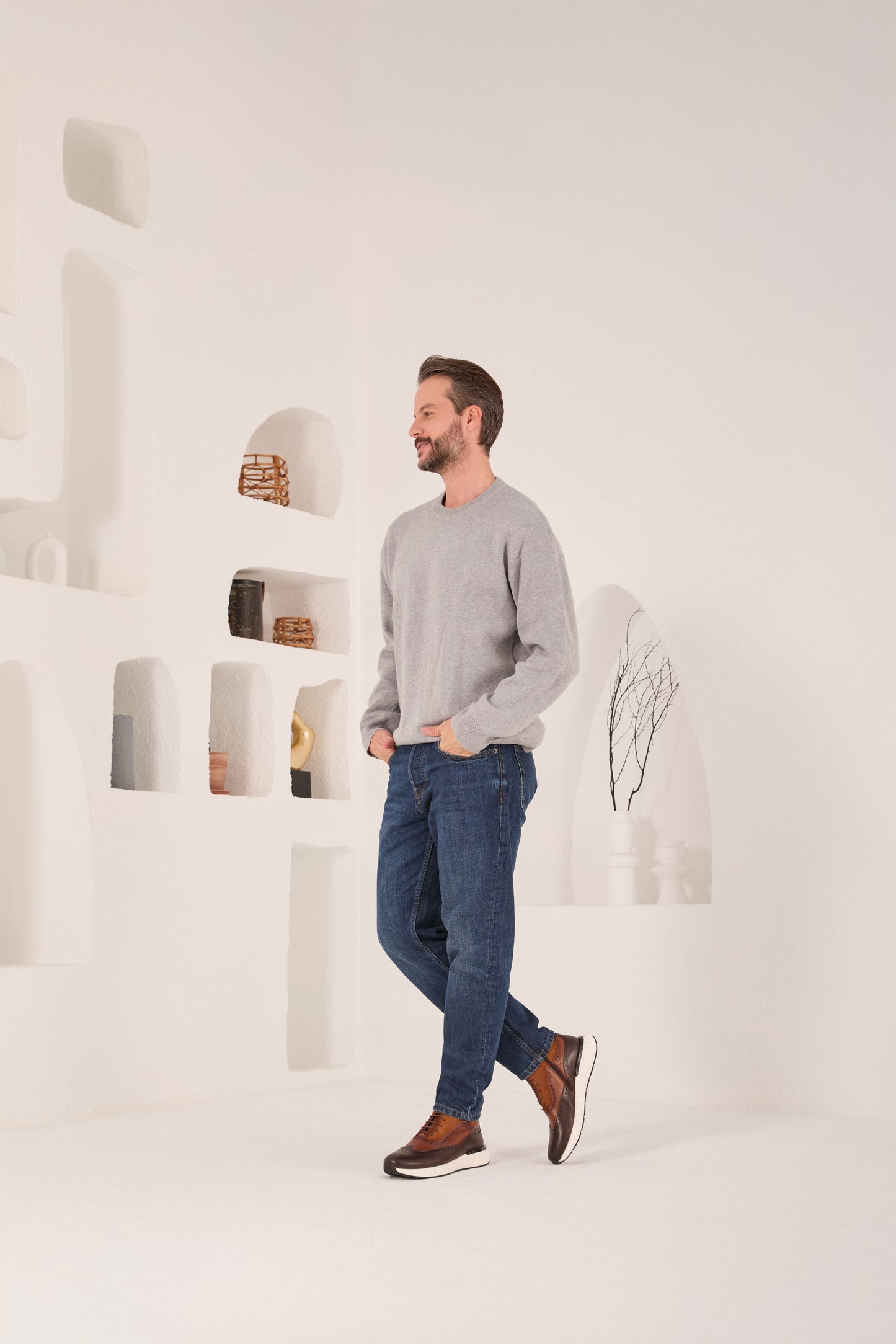 El Botín Casual para Hombre Brogue Wingtip de Cuero Marrón Regent