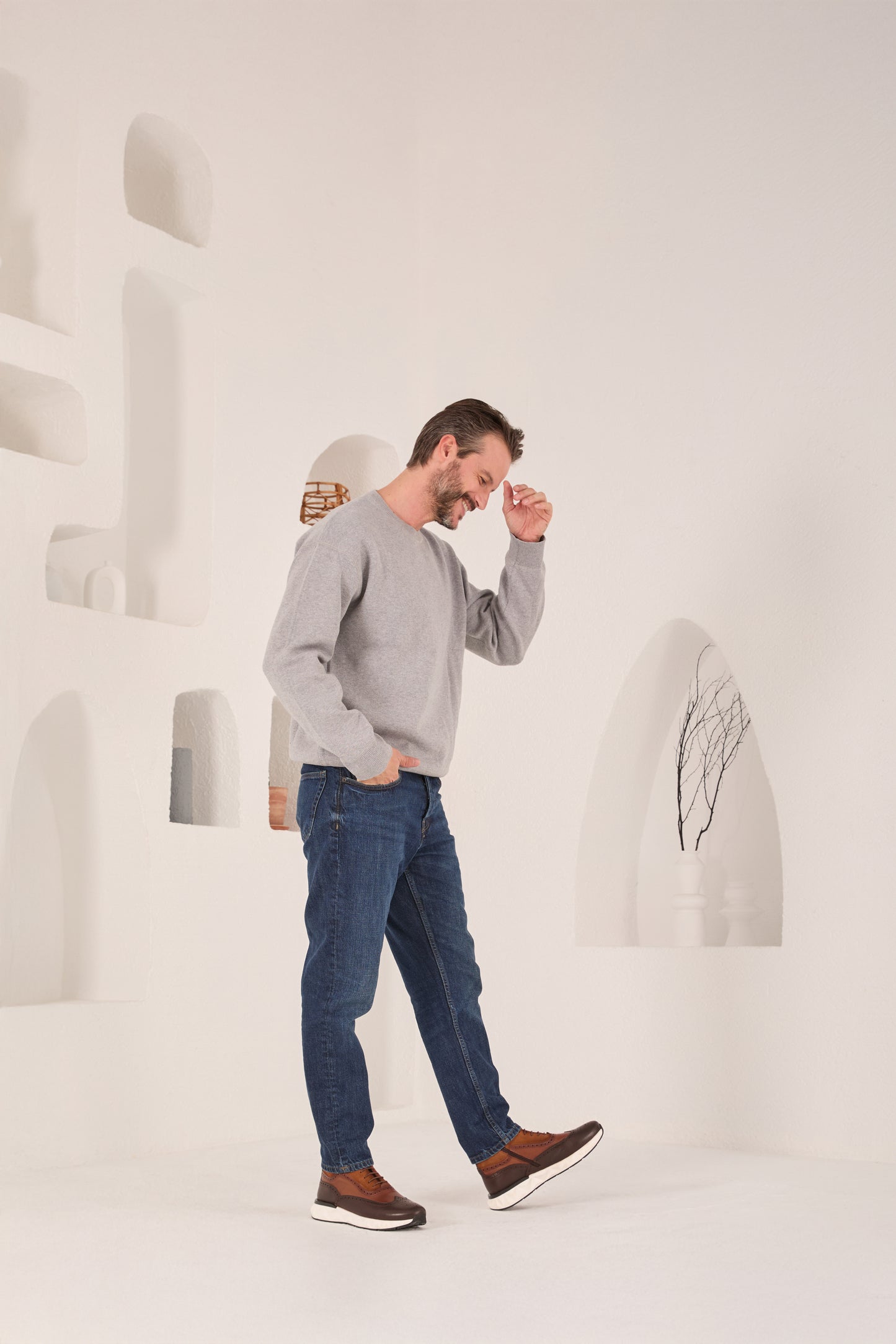El Botín Casual para Hombre Brogue Wingtip de Cuero Marrón Regent