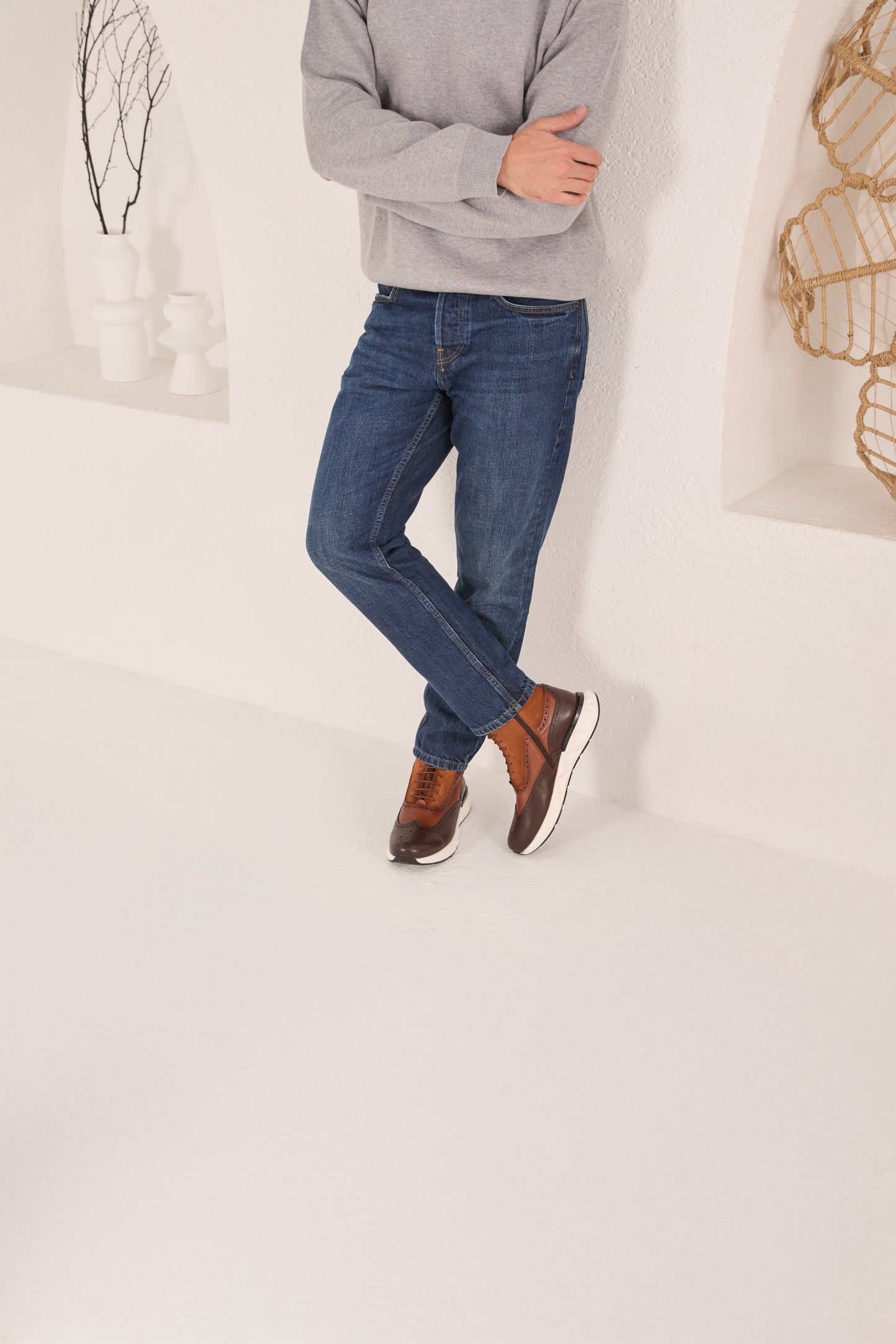 El Botín Casual para Hombre Brogue Wingtip de Cuero Marrón Regent