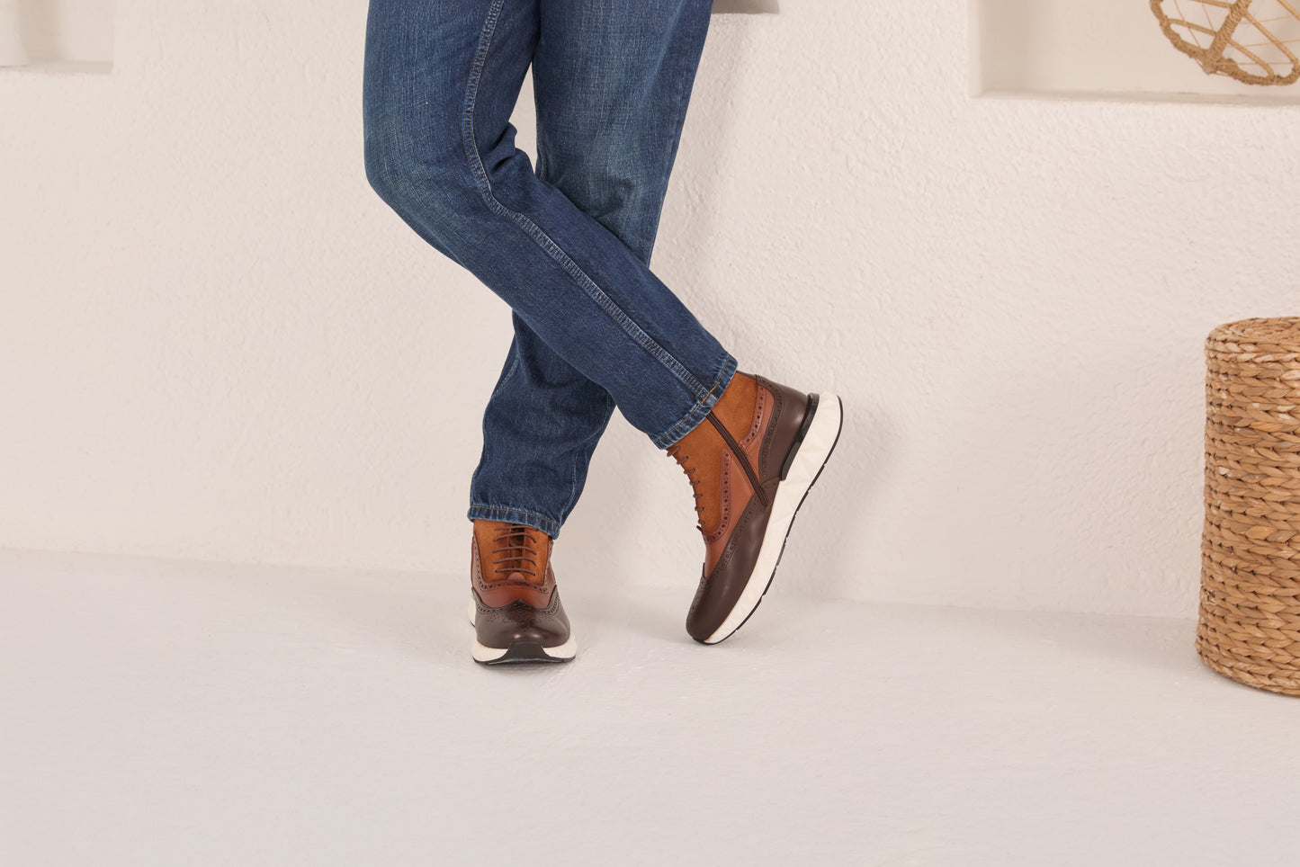 El Botín Casual para Hombre Brogue Wingtip de Cuero Marrón Regent